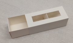 Коробка для макаронс "Біла з ажурним вікном 14*6*5 см"